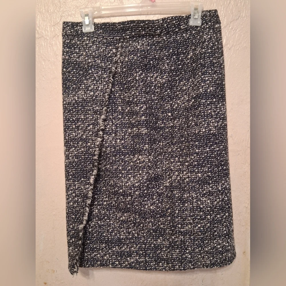 J. Crew Navy and White Tweed Pencil Skirt